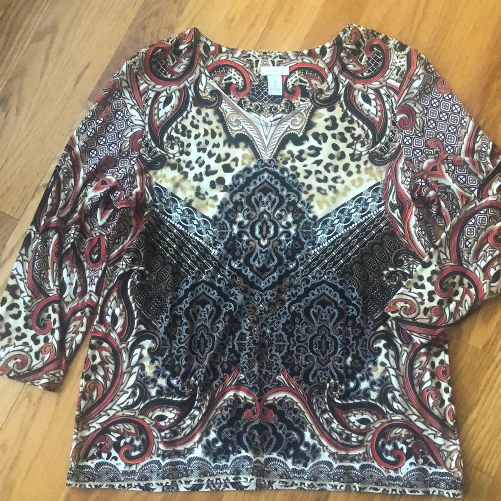 Chico’s black and red and cheetah top